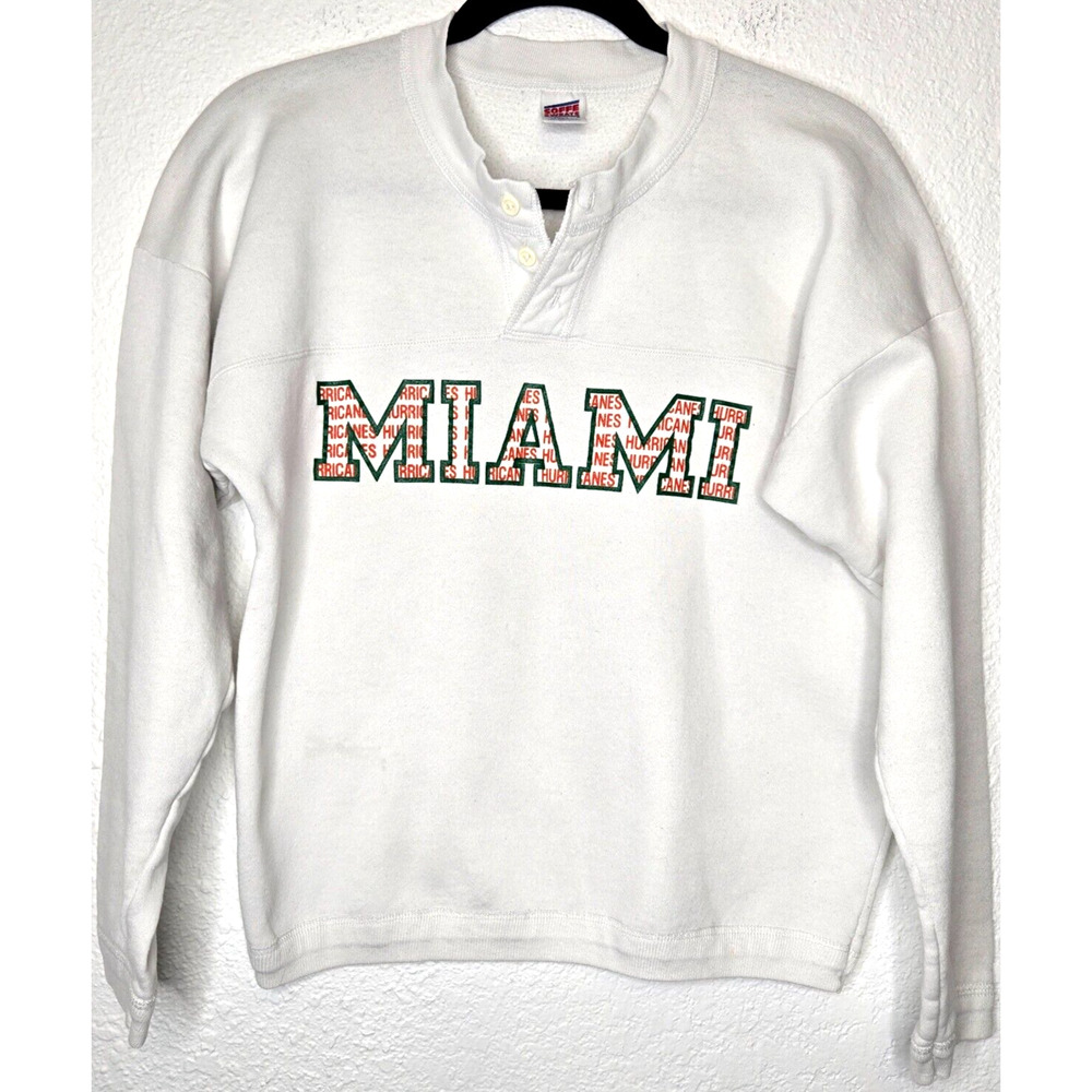 Vintage Y2K Miami‎ Hurricanes Sweatshirt Medium Soffe Sweats Henley Pullover USA